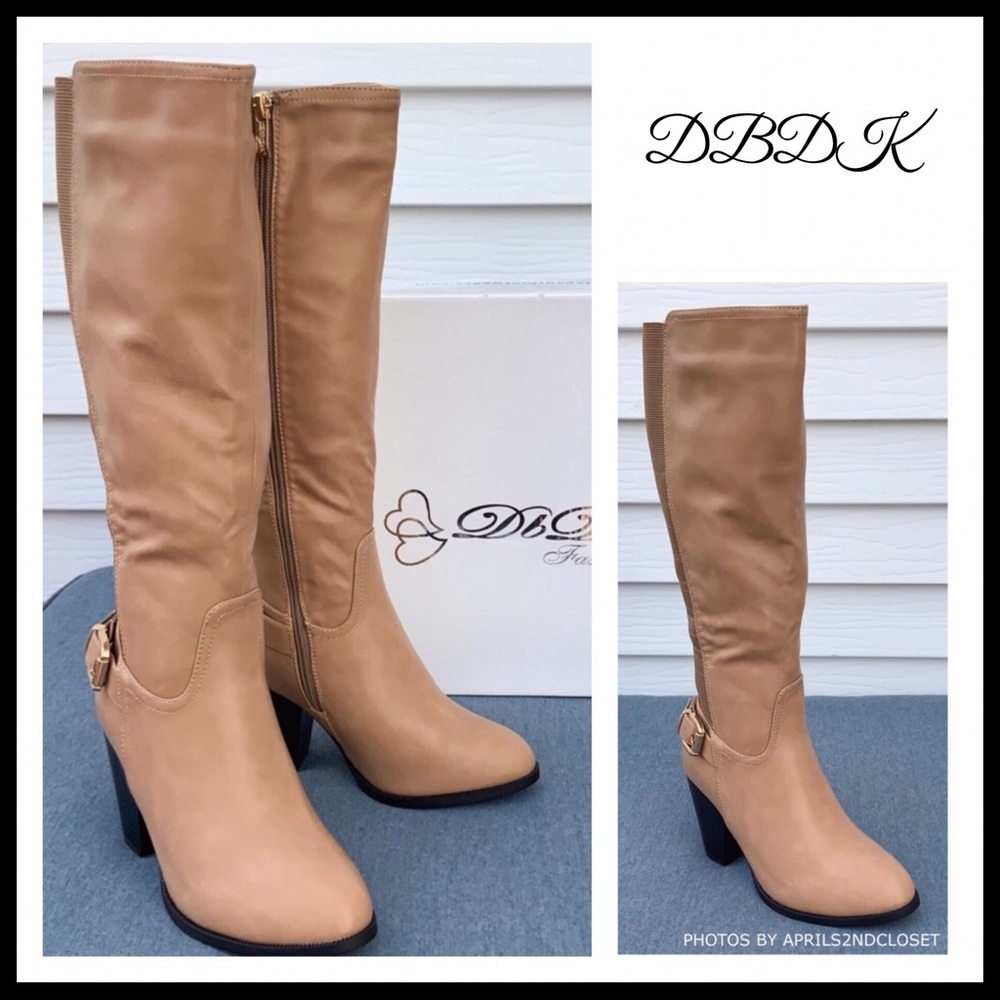 TALL KNEE HIGH FAUX LEATHER HEELED BUCKLE BOOT A2C - Picture 8 of 8